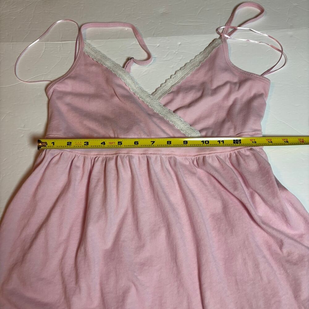 Hollister Pink Lace Trim Babydoll Cami Tank Top Tie Back Size Large Boho Soft - Picture 5 of 6